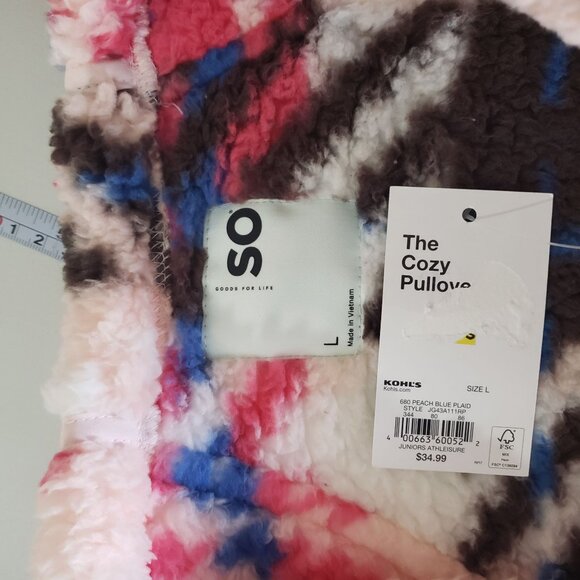 NWT SO JuniorsToggle High Pile Quarter-Zip Pullover Sherpa Sweater Size L  Warm - Picture 4 of 7